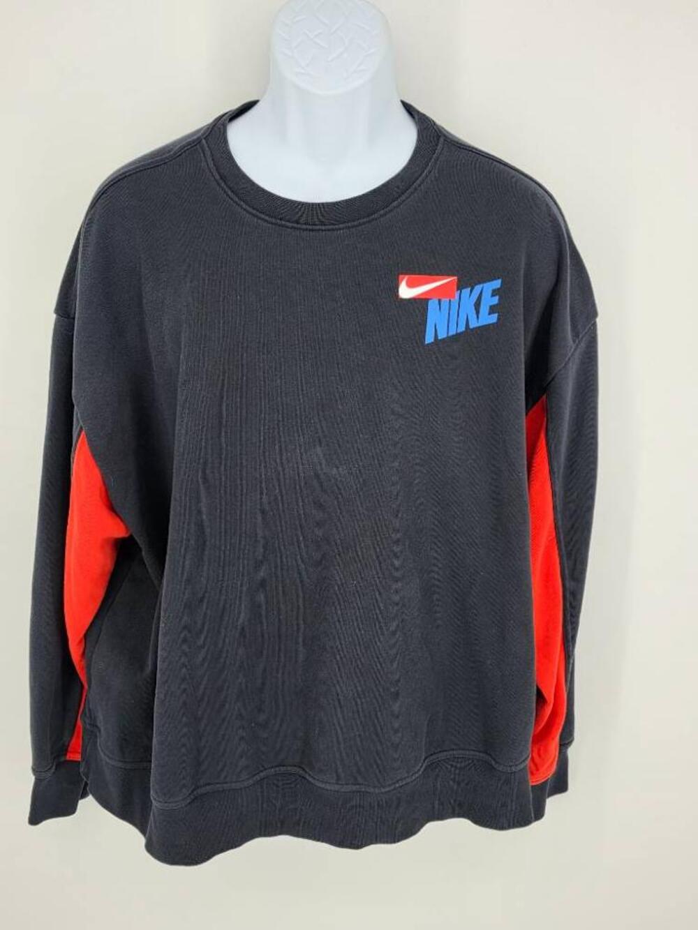 Nike Dri-Fit Crewneck Sweatshirt Black Orange Blue Swoosh Pullover Women Size 1X